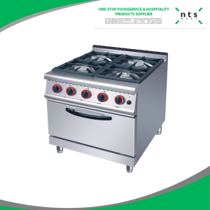 4 Four Gas Burner with Gas Oven for Hotel Restaurant Kitchen Equipment